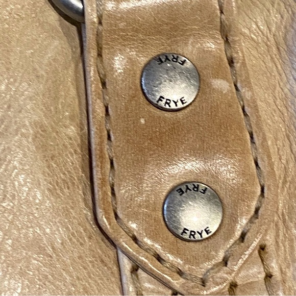 Frye Tan Shoulder Bag with Metallic Hardware and Stitched Panels - Picture 5 of 13